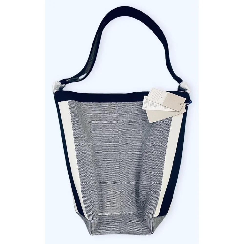 Rothy's Gray and Black Crossbody Tote with White Stripe